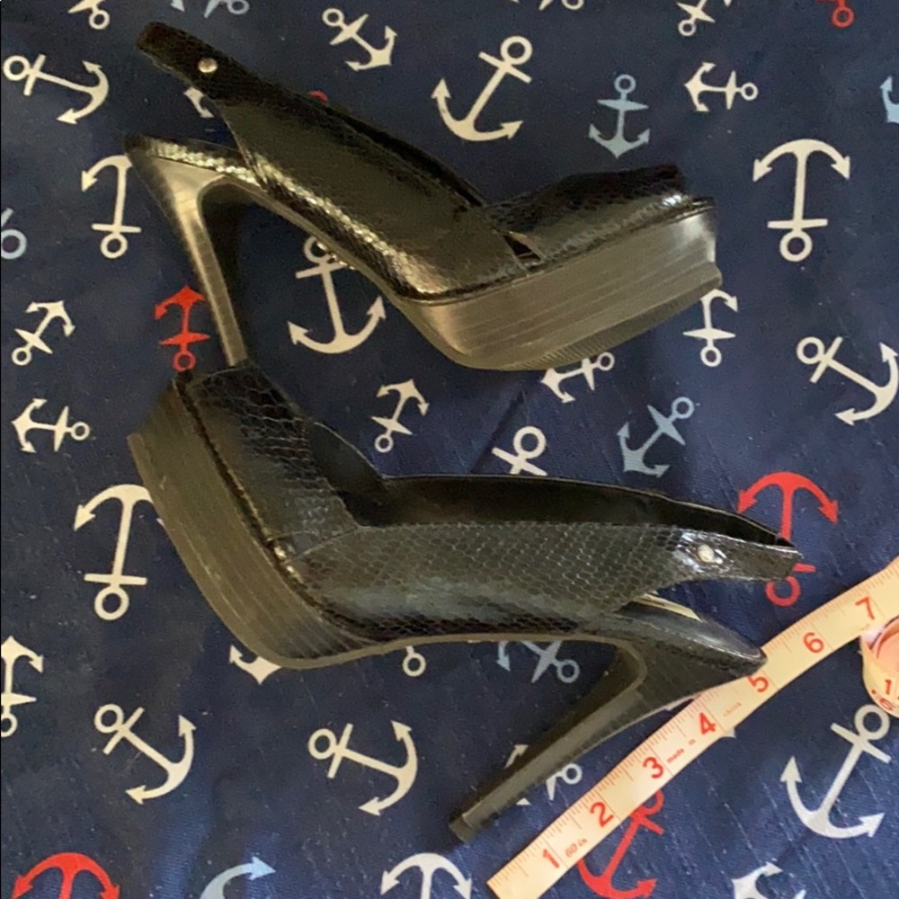 Black snake print sling back